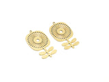 4pcs Brass Sunflower Charm Pendant