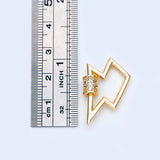 4pcs CZ Micro Pave Hook 28x17mm, 18K Plated Brass Lightning Shape Clasps