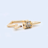 4pcs CZ Micro Pave Hook 28x17mm, 18K Plated Brass Lightning Shape Clasps