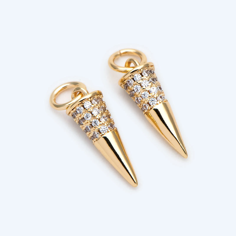 4pcs CZ Micro Pave Spike Stud Charm for DIY Jewelry (GB-2041)