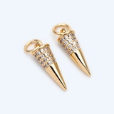 4pcs CZ Micro Pave Spike Stud Charm for DIY Jewelry (GB-2041)