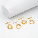 4pcs CZ Pave Flower Toggle Clasp, 18K Plated, DIY Jewelry Making Accessories