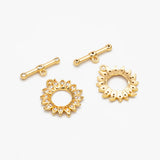 4pcs CZ Pave Flower Toggle Clasp, 18K Plated, DIY Jewelry Making Accessories