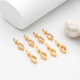4pcs CZ Pave Marquise Charms, Plated Brass Horse Eye Charms