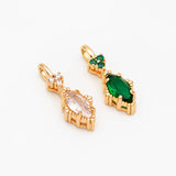 4pcs CZ Pave Marquise Charms, Plated Brass Horse Eye Charms
