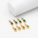 4pcs CZ Pave Marquise Charms, Plated Brass Horse Eye Charms
