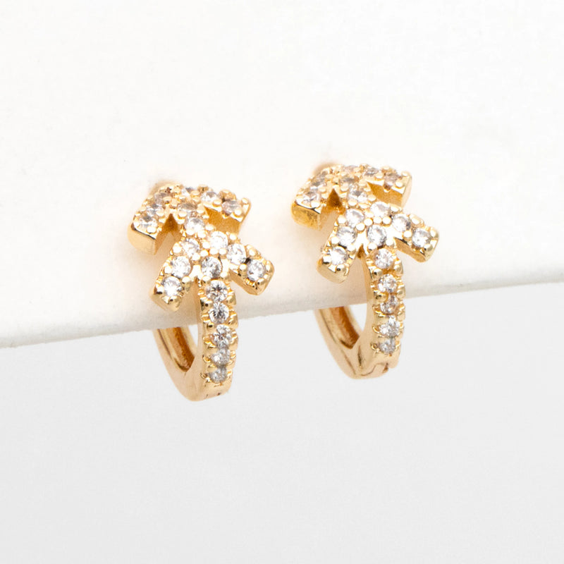 CZ Paved Arrow Hoop Earrings, 10mm, Huggie Earrings