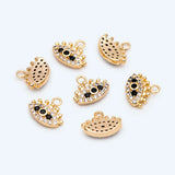 4pcs CZ Paved Evil Eye Charm, 10x8mm, Real Plated Brass Eye Charm