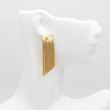 CZ Paved Chain Tassel Earrings, Dangling Studs