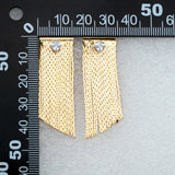 CZ Paved Chain Tassel Earrings, Dangling Studs
