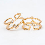 CZ Double Band Ring, Adjustable Minimalist Stacking Statement Ring