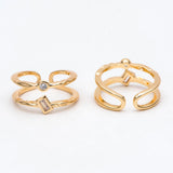 CZ Double Band Ring, Adjustable Minimalist Stacking Statement Ring