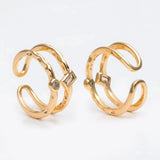 CZ Double Band Ring, Adjustable Minimalist Stacking Statement Ring