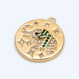 4pcs CZ Paved Elephant Charm, 18K Disc Pendants