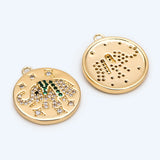 4pcs CZ Paved Elephant Charm, 18K Disc Pendants