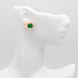 CZ Paved Emerald Leaf Earring Studs, Dainty Earrings (#GB-2943-2)