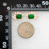 CZ Paved Emerald Leaf Earring Studs, Dainty Earrings (#GB-2943-2)