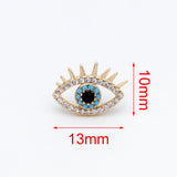 CZ Paved Evil Eye Earrings, Brass Plated, Cubic Zirconia Studs