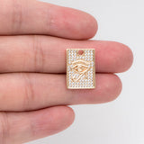 4pcs Evil Eye Rectangle Charm Pendant, DIY Jewelry Making Supplies