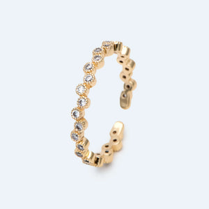 CZ Paved Finger Ring, Gold/ Rhodium Plated, Stackable Ring