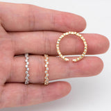 CZ Paved Finger Ring, Gold/ Rhodium Plated, Stackable Ring