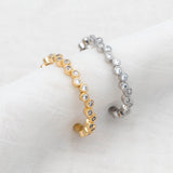 CZ Paved Finger Ring, Gold/ Rhodium Plated, Stackable Ring