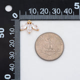CZ Paved Flower Charm 16x12mm, Plated Brass Leaf Pendants