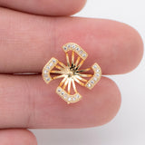 18K Plated CZ Paved Flower Ear Posts 13mm