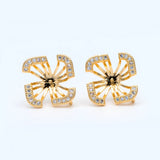 18K Plated CZ Paved Flower Ear Posts 13mm