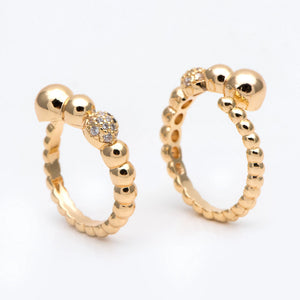 CZ Paved Beaded Ring, Modern Style, Dainty & Adjustable, (#GB-2894)