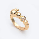 CZ Paved Beaded Ring, Modern Style, Dainty & Adjustable, (#GB-2894)