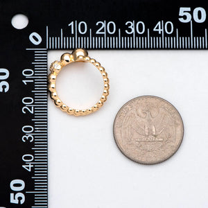 CZ Paved Beaded Ring, Modern Style, Dainty & Adjustable, (#GB-2894)