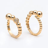 CZ Paved Beaded Ring, Modern Style, Dainty & Adjustable, (#GB-2894)