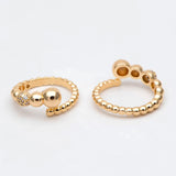CZ Paved Beaded Ring, Modern Style, Dainty & Adjustable, (#GB-2894)