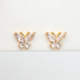 CZ Butterfly Ear Post Earrings, Dainty Ear Studs, Jewelry Supplies