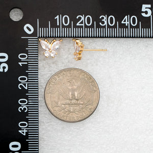 CZ Butterfly Ear Post Earrings, Dainty Ear Studs, Jewelry Supplies