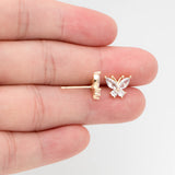 CZ Butterfly Ear Post Earrings, Dainty Ear Studs, Jewelry Supplies