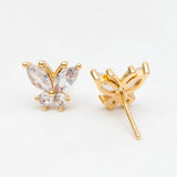 CZ Butterfly Ear Post Earrings, Dainty Ear Studs, Jewelry Supplies
