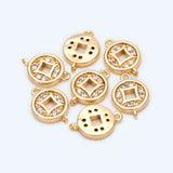 4pcs CZ Paved Chinese Coin Charm for Jewelry Making