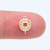 4pcs CZ Paved Chinese Coin Charm for Jewelry Making