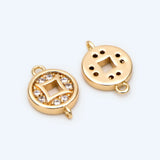 4pcs CZ Paved Chinese Coin Charm for Jewelry Making