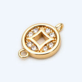 4pcs CZ Paved Chinese Coin Charm for Jewelry Making