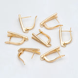 CZ Paved Leverback Earring, V Shape, Plated Brass Finding