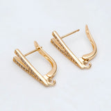 CZ Paved Leverback Earring, V Shape, Plated Brass Finding