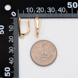 CZ Paved Leverback Earring, V Shape, Plated Brass Finding