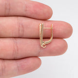 CZ Paved Leverback Earring, V Shape, Plated Brass Finding