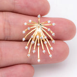 CZ Paved Fireworks Charm 27x14mm, Pearl Gemstones, Flower Necklace Charm