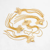 4pcs CZ Paved Flower Chain Tassels Charms With Pearl Peg Mounts