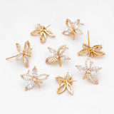 CZ Paved Flower Ear Posts 12x10mm, Pearl Peg Earring Mounts, Foral Stud Earrings