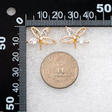 CZ Paved Flower Ear Posts 12x10mm, Pearl Peg Earring Mounts, Foral Stud Earrings